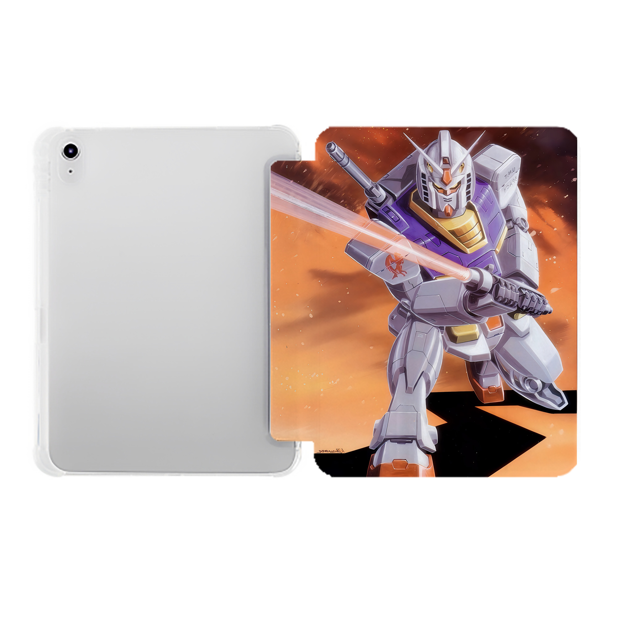 （画像用） 機動戦士ガンダム Mobile Suit Gundam IPad ケース ペン収納付き 三つ折りスタンド PUレザー×シリコン 対応機種9.5/10.5/10.9インチ